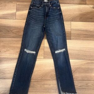 Good American Dark Blue Distressed Skinny Jeans